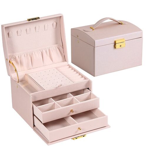 1pcs Multi Functional Three Layer Leather Drawer Style Jewel
