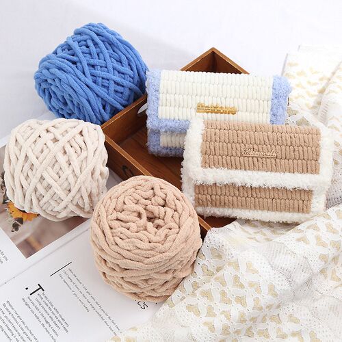 100g/ball Chenille Knitting Yarn Soft Ice Strip Line Cotton