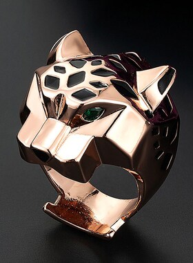 Zlxgirl rendy fine Jet enamel leopard Woman men Finger Ring