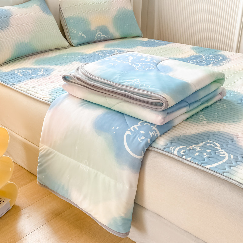 泰国乳胶凉席四件夏季冰丝席可机洗床笠款三件水洗夏被软席子,床上用品,乳胶席,淘宝优惠券,粉丝福利购,淘宝优惠卷