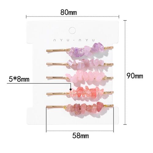 Irregular Natural Stone Hair Clips Colorful Quartzs Agat Bea