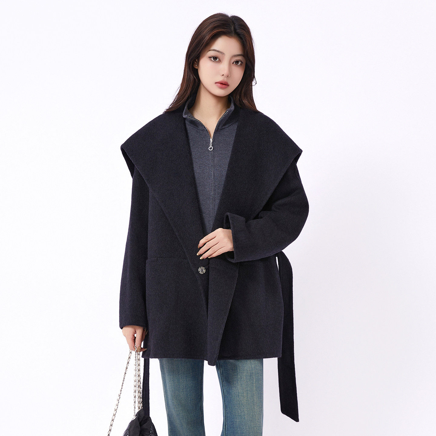 米诗薇高级感小个子羊毛呢子大衣双面羊绒大衣中长款翻领毛呢外套,女装/女士精品,毛呢外套,淘宝优惠券,粉丝福利购,淘宝优惠卷