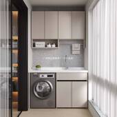 太空铝洗阳FFC衣机机柜配搓衣柜板阳台洗衣柜一体洗衣洗手可切角