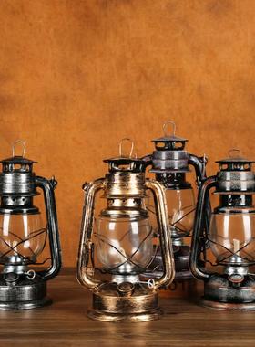 厂销复古做旧煤油灯野外露营马灯老式怀旧摆件摄影道具摆拍老油灯