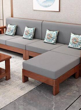 实木经沙发组合中式家用现代47650客厅小户型直位排三济人简约型