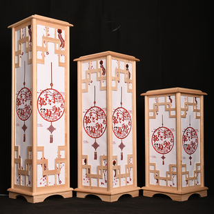 婚礼中式路引宫灯道具婚庆原木方柱舞台现场布置道具装饰摆件用品