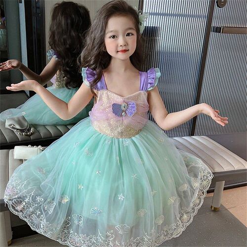 Korean Style Summer Girls Princess Ariel Cinderella Dress Ex