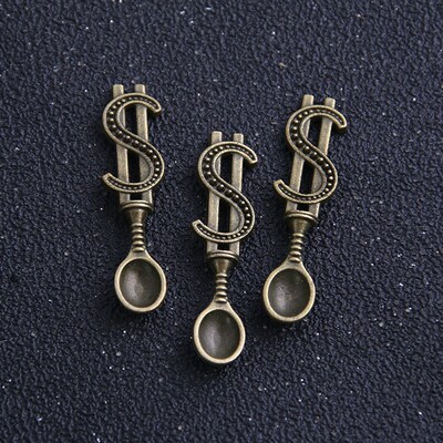 10pc 9*37mm two color currency Spoon Charms DIY Retro Jewelr