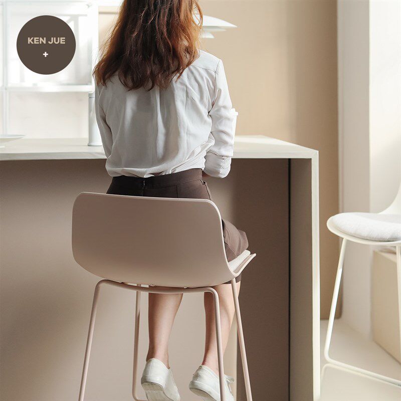 奶油风椅靠背高脚凳前台久坐舒服家用小户型办公室茶水间休闲椅子,住宅家具,家用高脚椅,淘宝优惠券,粉丝福利购,淘宝优惠卷