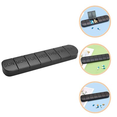 Black Portable Medicine Case Pill Box Vitamin Case Travel ga