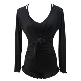 Color Vneck Long Sexy Slimming Solid Sleeve Onepiec Backless