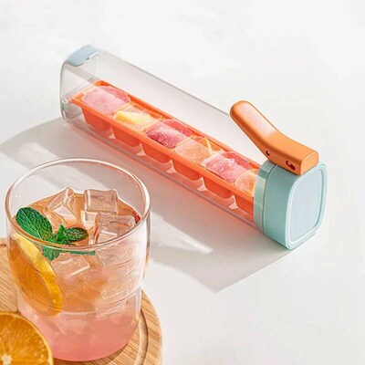 Press Type Ice Cube Tray Plastics Ice Cube Maker Easy to Dem