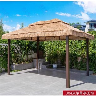 防雨餐饮休闲遮阳凉亭仿真茅草屋庭院农家乐露天毛草棚四角茅草亭