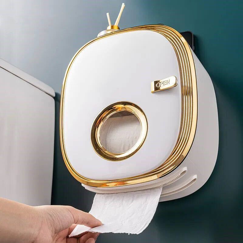 Toilet Paper Container Holder Tissue Box Wall Mounted Bathro