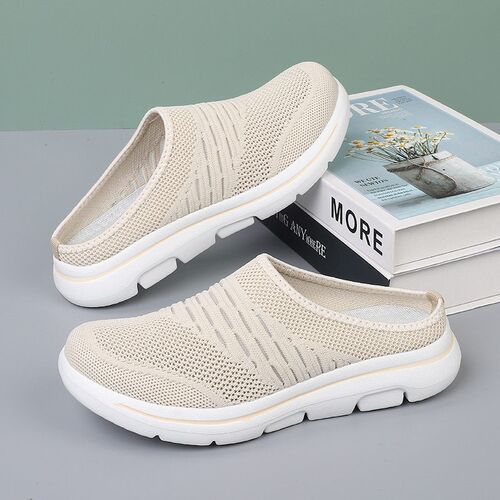 Womens Half-tow Shoes Plus Size Flat Soft Bottom 1 Slip-on