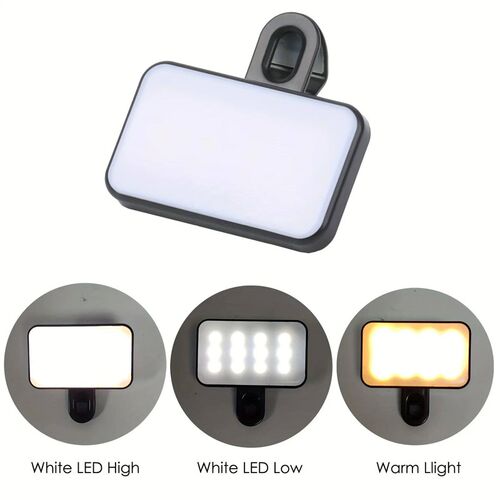 Mini Rechargeable Selfie Fill Light - 3 Color Modes, Adjusta