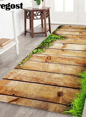 Thregost Wood Grain Print Bathroom Rugs Water Absorbent Mat