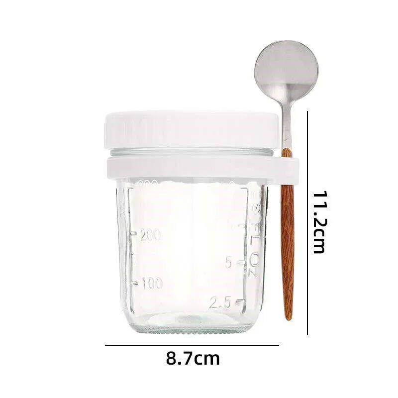 Overnight Oats Container with Lid and Spoon Portable Breakfa - 实物图