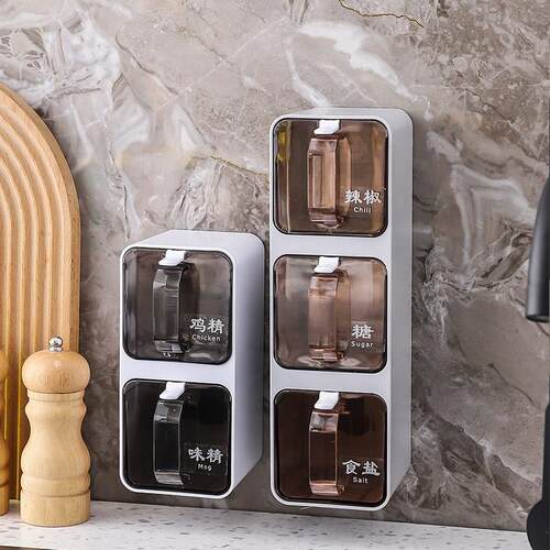 No Punch-free Seasoning Box Drawer Kitchen Shelf Wall-mounte