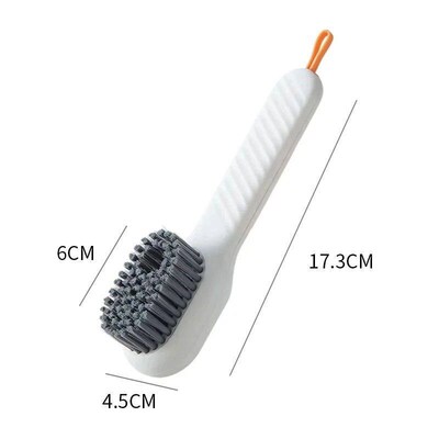 Automatic pressing liquid long handle shoe brush with soft b