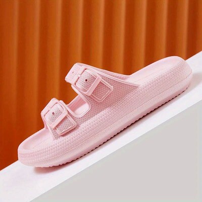 Thick Platform Cloud Slippers Women Fashion Buckle Soft