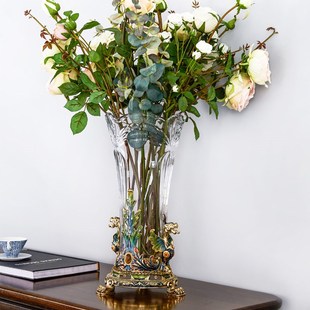 罗比罗丹聚财迎福花瓶珐琅彩欧式家居软装饰品设计师摆件