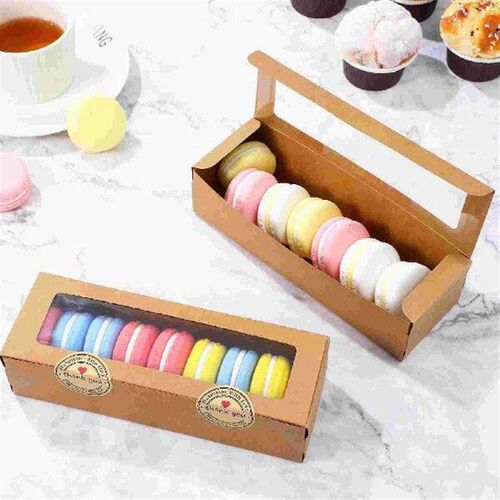 50 Pcs Box Kraft Macaron Container Packing Boxes Dessert