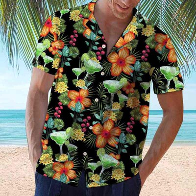 Hawaiian Shirts Red Tropical Shirts Floral Men Dazn ops Summ