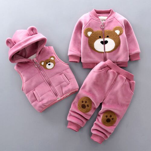 Autumn Winter Children Clothing Set Baby Girls Cartoon Thick