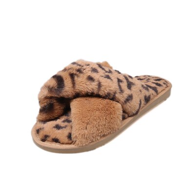 Open-toe Internet Celebrity Leopard Cross Slippers Fashion I