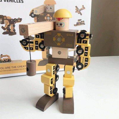 Creatve combnaton robot magnetc versatle assembly car D