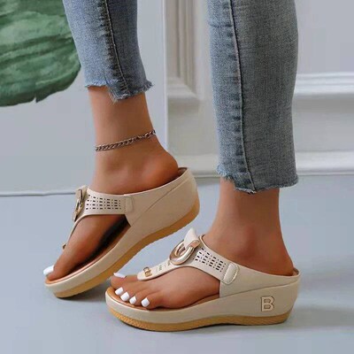 Women New Summer Open Toe Sandals Beach Flip Flops Shoes Wed