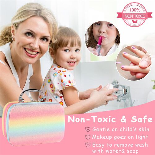 Kids Real Makeup Kit for Little Girls: with Pink Unicorn