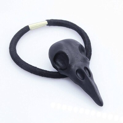 Punk Gothic Metal Crow Skull Hairband  Tail Holder Elastic H