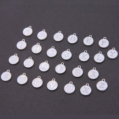 10pcs/26pcs Alphabet Letter Double Face Enamel Charms KC Gol