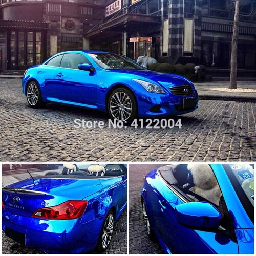 10/20/30/50cm JMM Blue Car Chrome Mirror Vinyl Wrap Film Sti