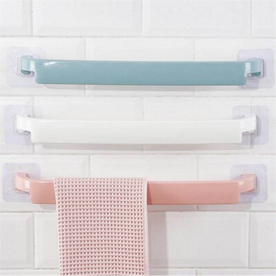 No-drill bathroom towel rack, single rod storage shelf, wall