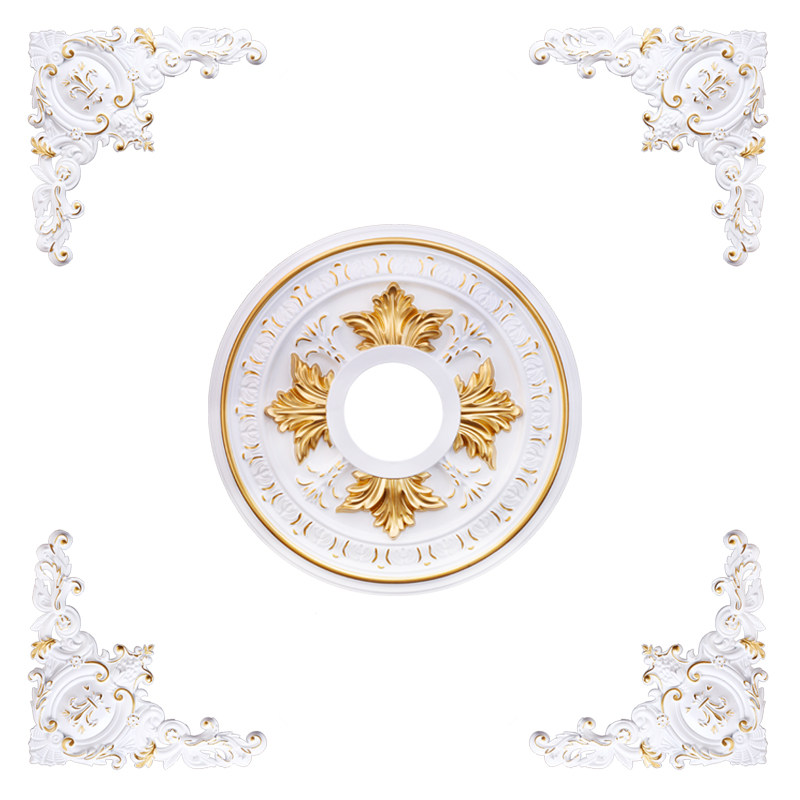 欧式客厅吊顶装饰灯盘天花板吊灯造型仿石膏圆形顶装造型灯池