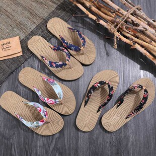 Travel Linen Sandals imitatoon Wave Womens Korean Out Straw