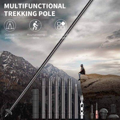 Tactical Hiking Stick Collapsible Telescopic Folding Cane Wa