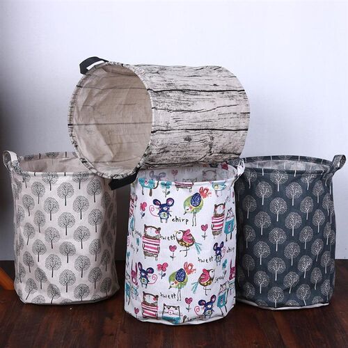 Folding Laundry Basket Storage Basket Barrel Standing Kid T