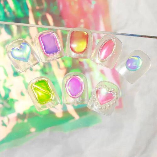 11 Sheets of Aurora Ice Glass ers for Nail Art, Large Hologr