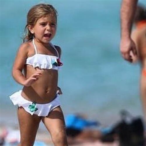 Girls Two-Piece Swimming Suits White Swimwear Children Beach
