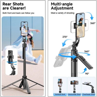 Extendable Auto Face Tracking Tripod 360 Rotation, No App,