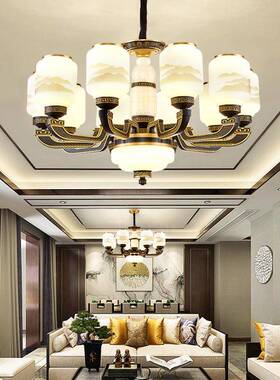 新中式吊灯客厅灯202年现新WS-911款代国风玉石餐厅吊灯大厅主中1