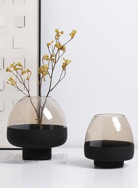 插现代简约宽口双色玻璃瓶样板花房客FB-ZS221厅花餐桌电视柜创器