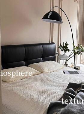 床式黑色床现代简约主大轻奢极QPX卧简小户型床软包床意单床卧室