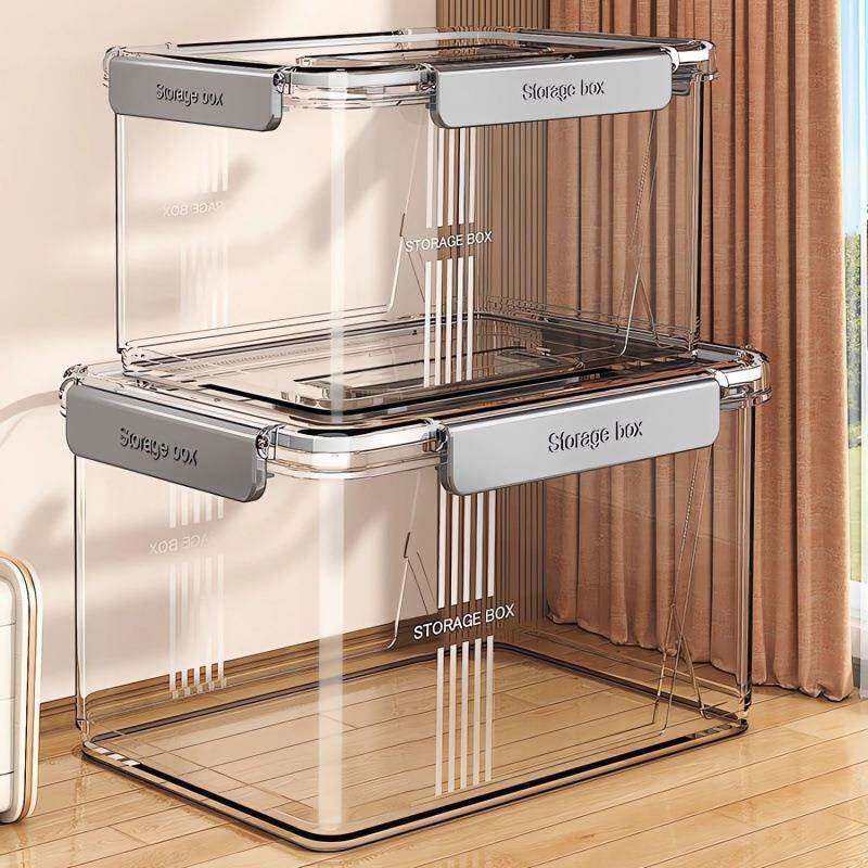 食高透明见描述收纳箱家用特大号亚克力加箱厚带盖手提密封零防蟑