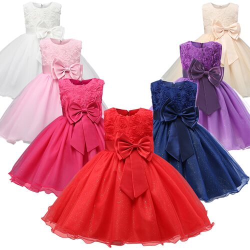 Girls Christmas Dress for Kids Lace Flower Princess Dress Ch