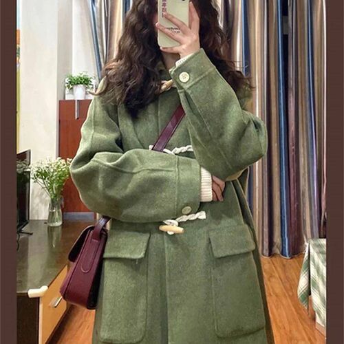 Cotvotee Solid Wool Coats for Women 2023 Autumn Winter New L
